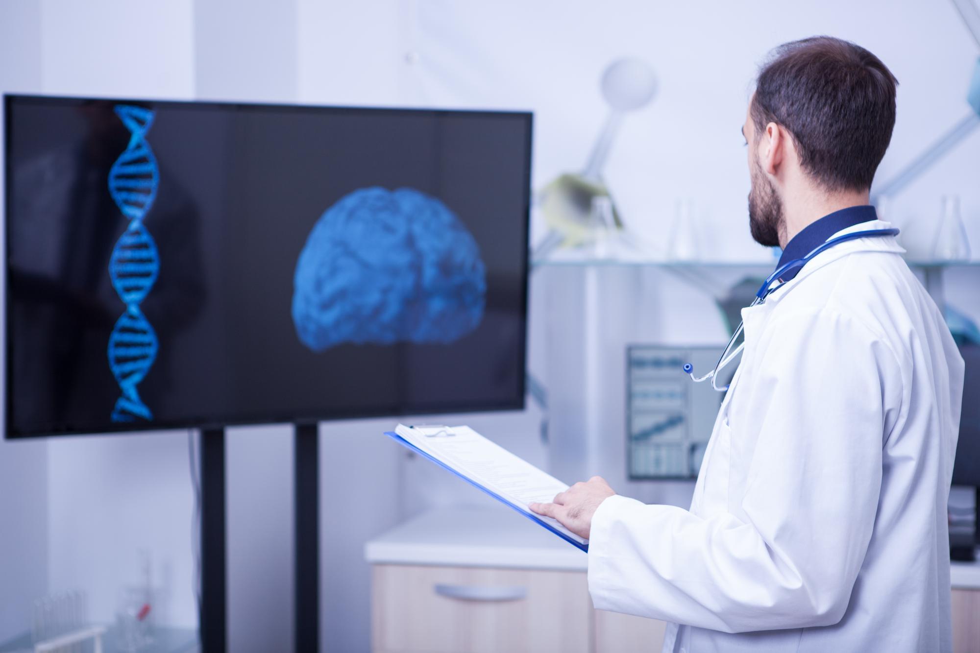 Doctor examining results