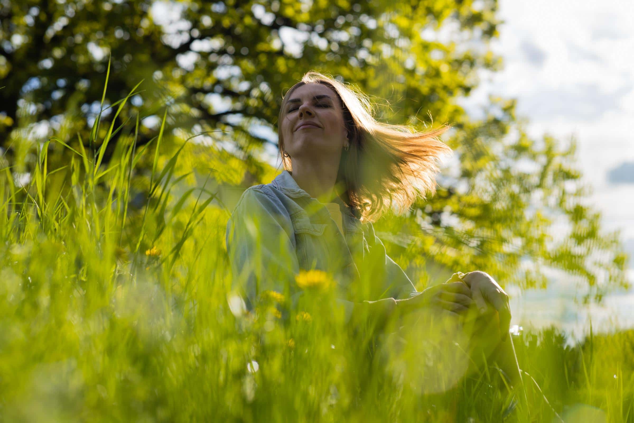Happy woman enjoying nature