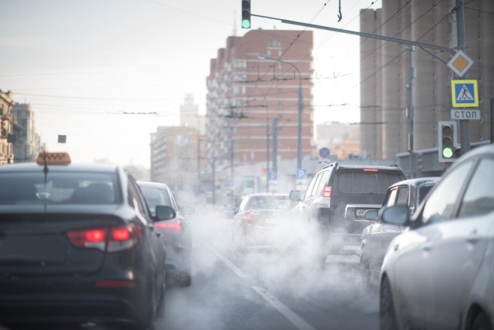 Pollution from modern industrialization in a city