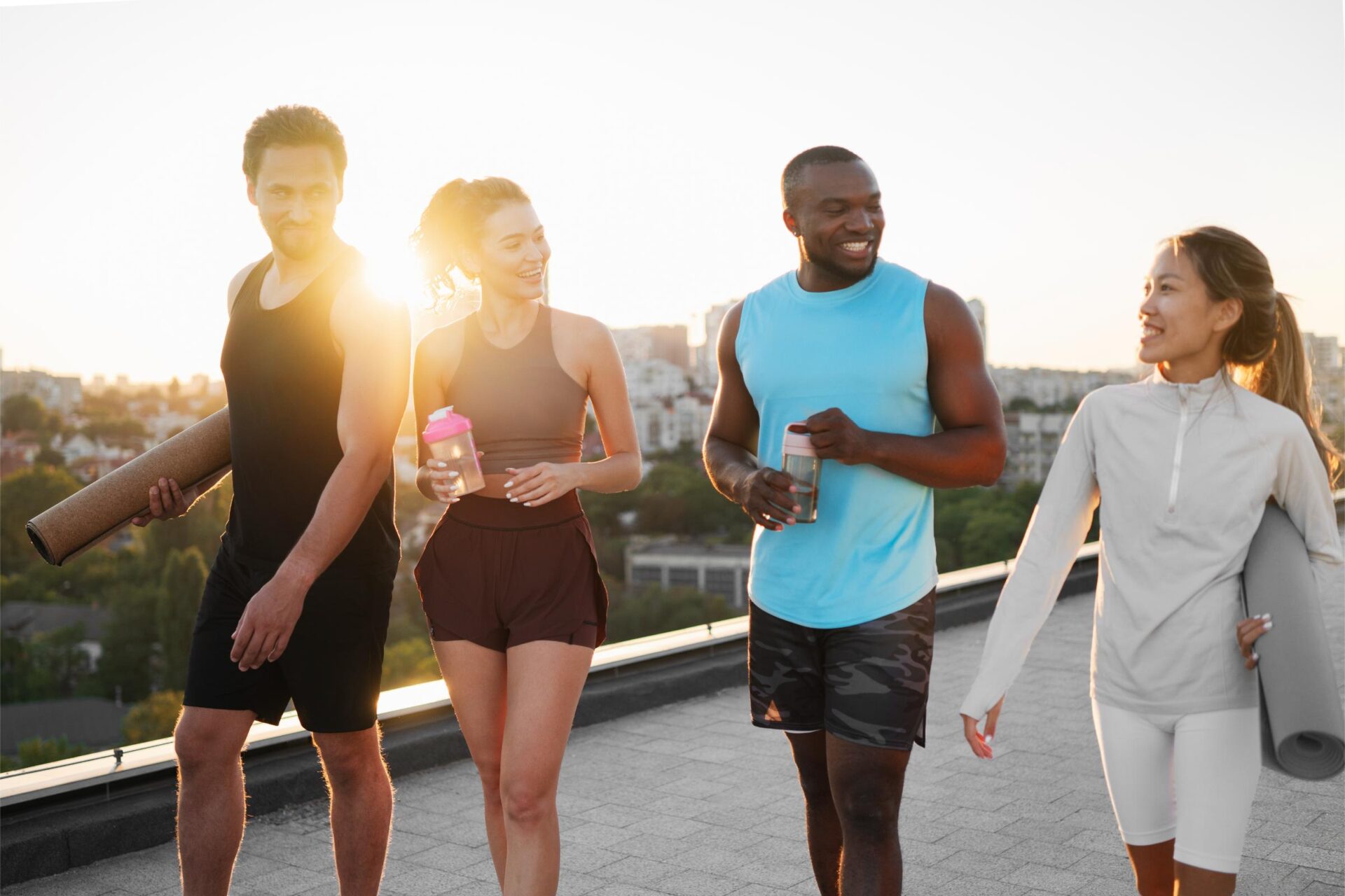 People working out together outdoors while taking Unique IS2