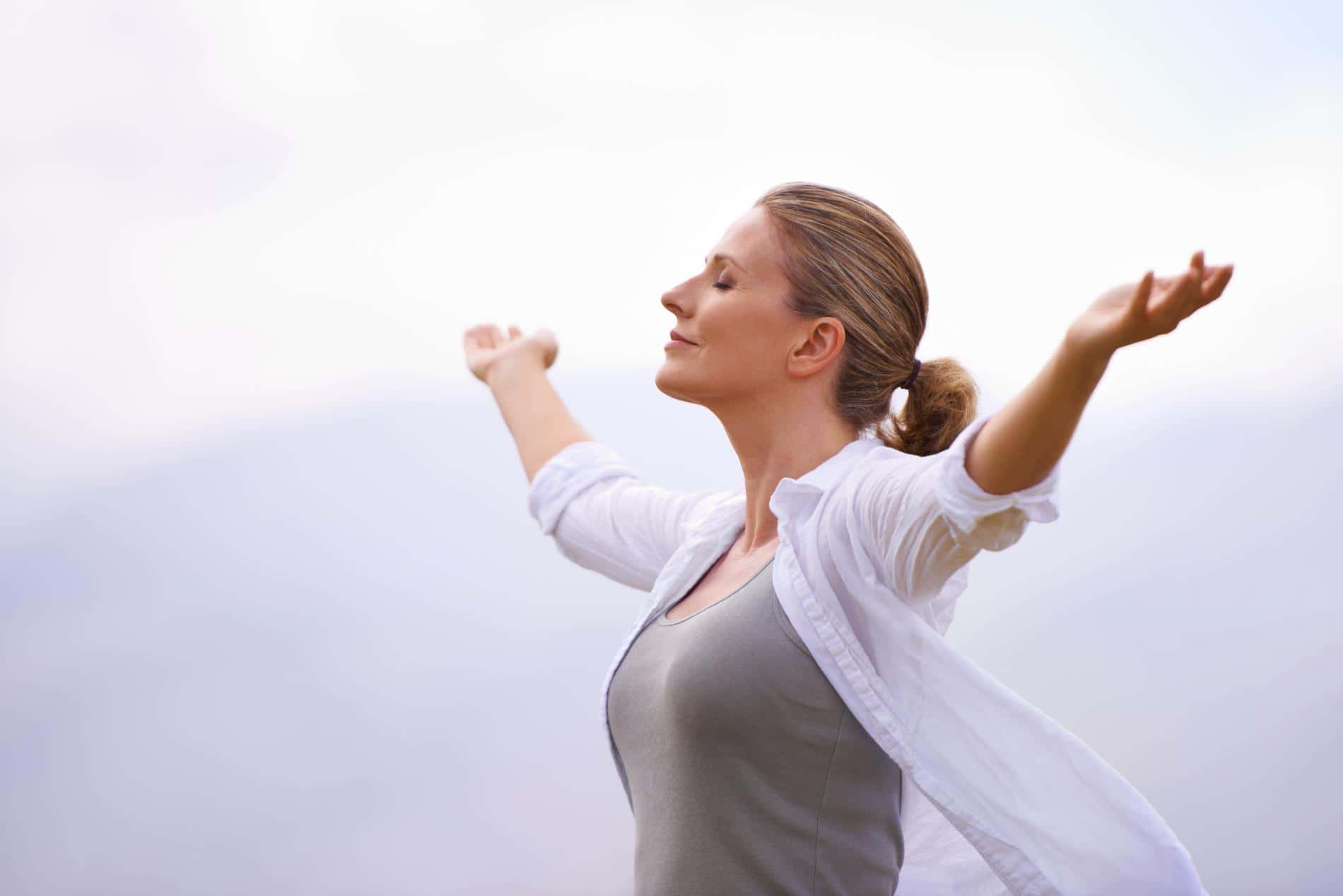 Happy woman with healthy gut